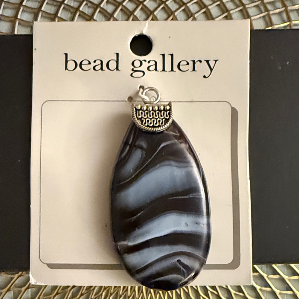 Gallery Black and Silver Striped Pendant